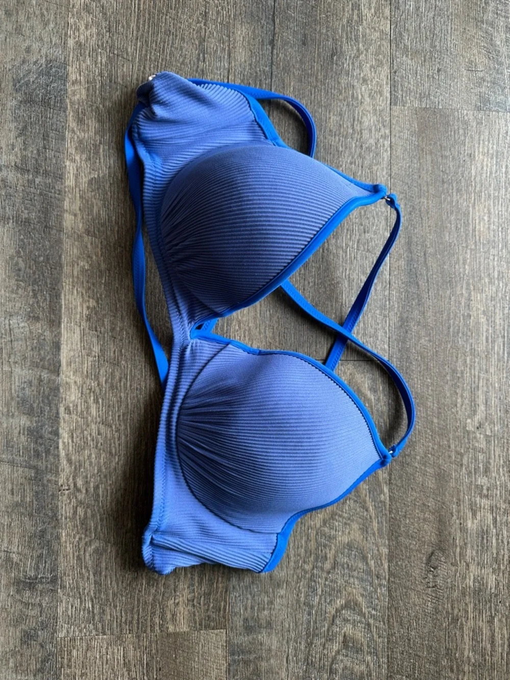 Blue Ribbed Bikini Top - Picture 1 of 2